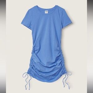 Blue scrunch t-shirt dress
